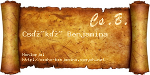 Csákó Benjamina névjegykártya